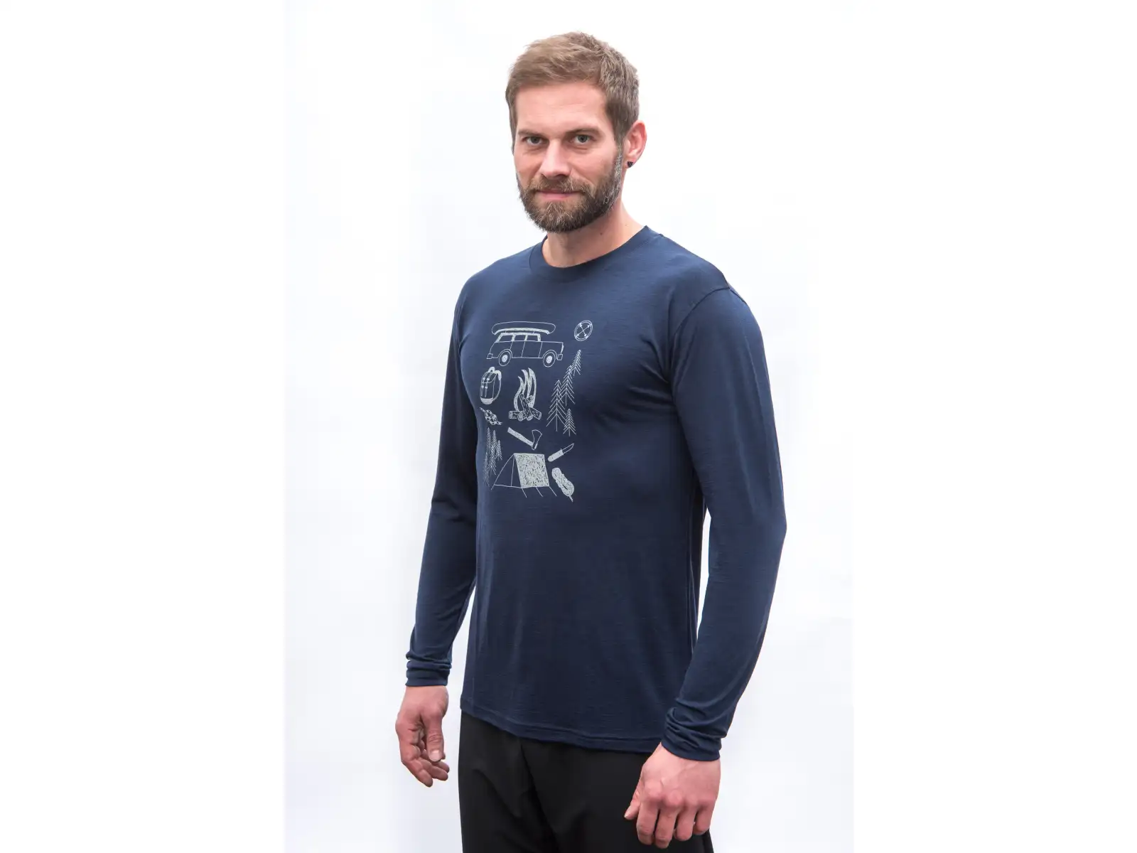 Sensor Merino Active Outside pánske tričko dlhý rukáv Deep Blue