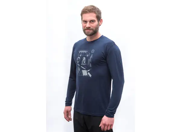 Sensor Merino Active Outside pánske tričko dlhý rukáv Deep Blue