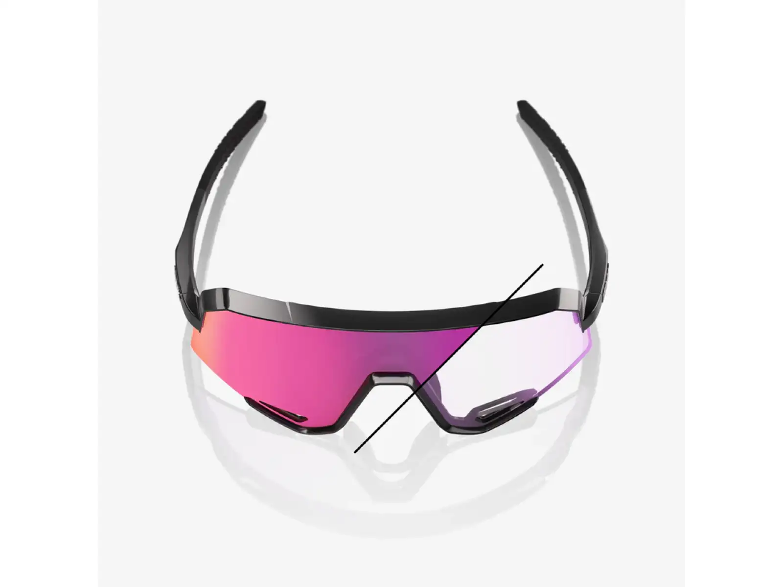 100% Slendale slnečné okuliare Gloss Black/Photochromic Purple Mirror