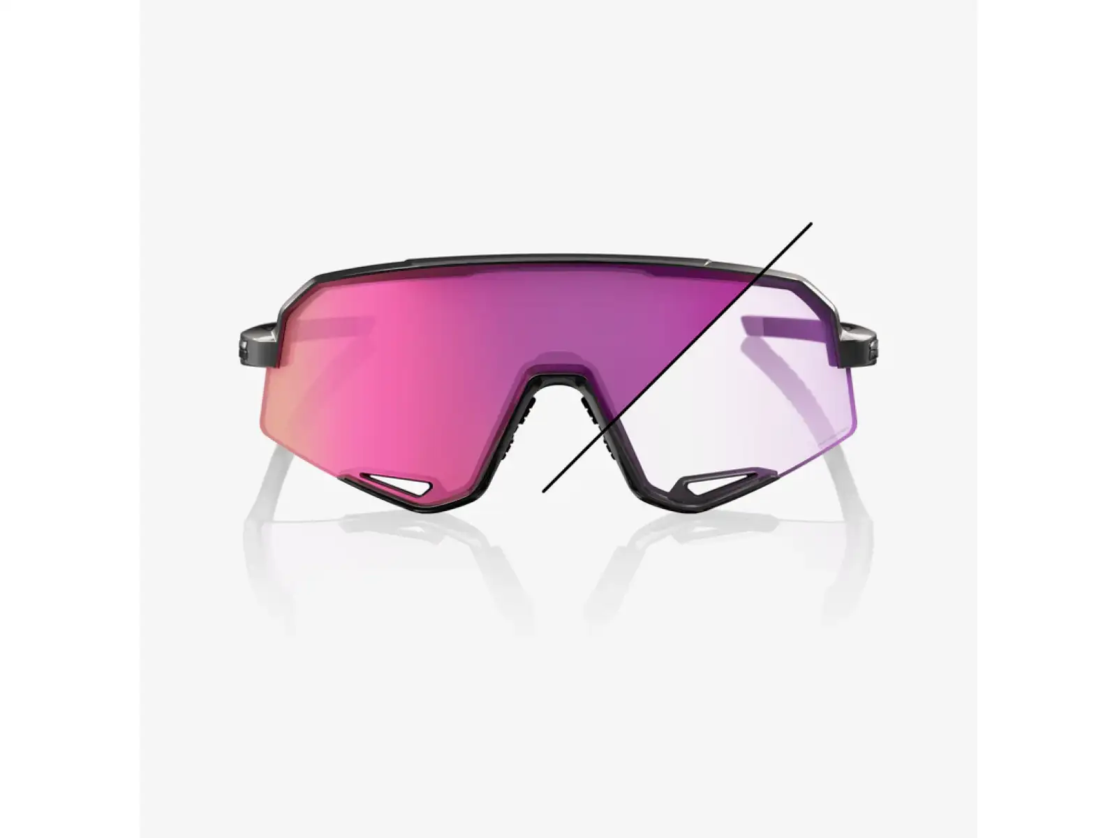 100% Slendale slnečné okuliare Gloss Black/Photochromic Purple Mirror