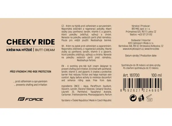 Force Cheeky Ride krém na zadok 100 ml