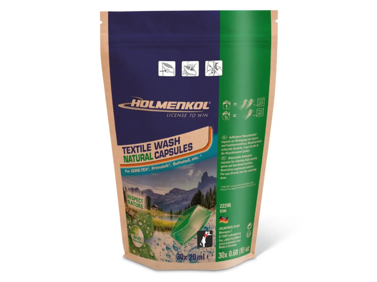 Holmenkol Textile Wash Natural Capsules kapsuly na pranie 30 kusov