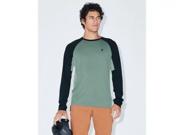Mons Royale Tarn Merino pánske tričko dlhý rukáv Cypress / Black / Thyme