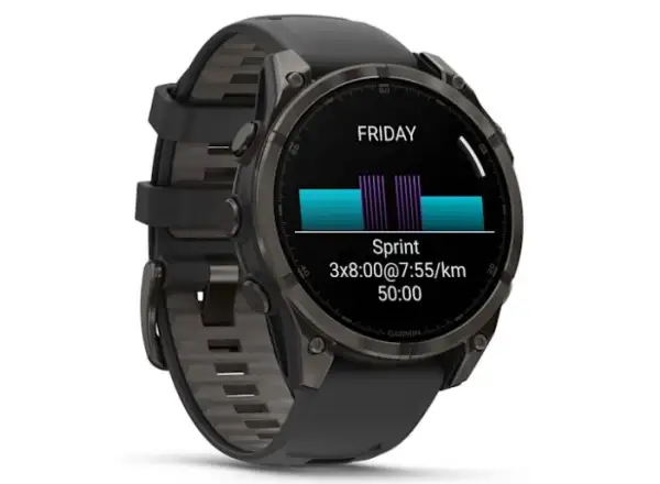 fenix® 8 - 47 mm, AMOLED, Safír, Uhlová šedá DLC titanová s čiernou/šedou.