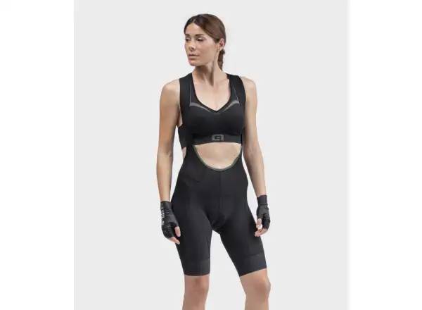 Alé PR-R Green Speed dámske kraťasy s vložkou a laclom Black