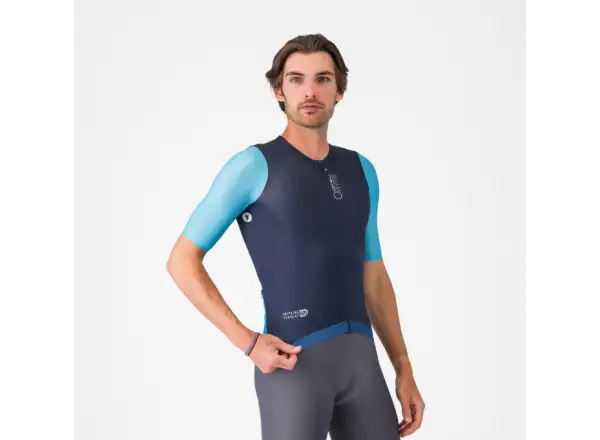 Castelli Corretto pánsky dres krátky rukáv Belgian Blue/Blue Fiamma-White