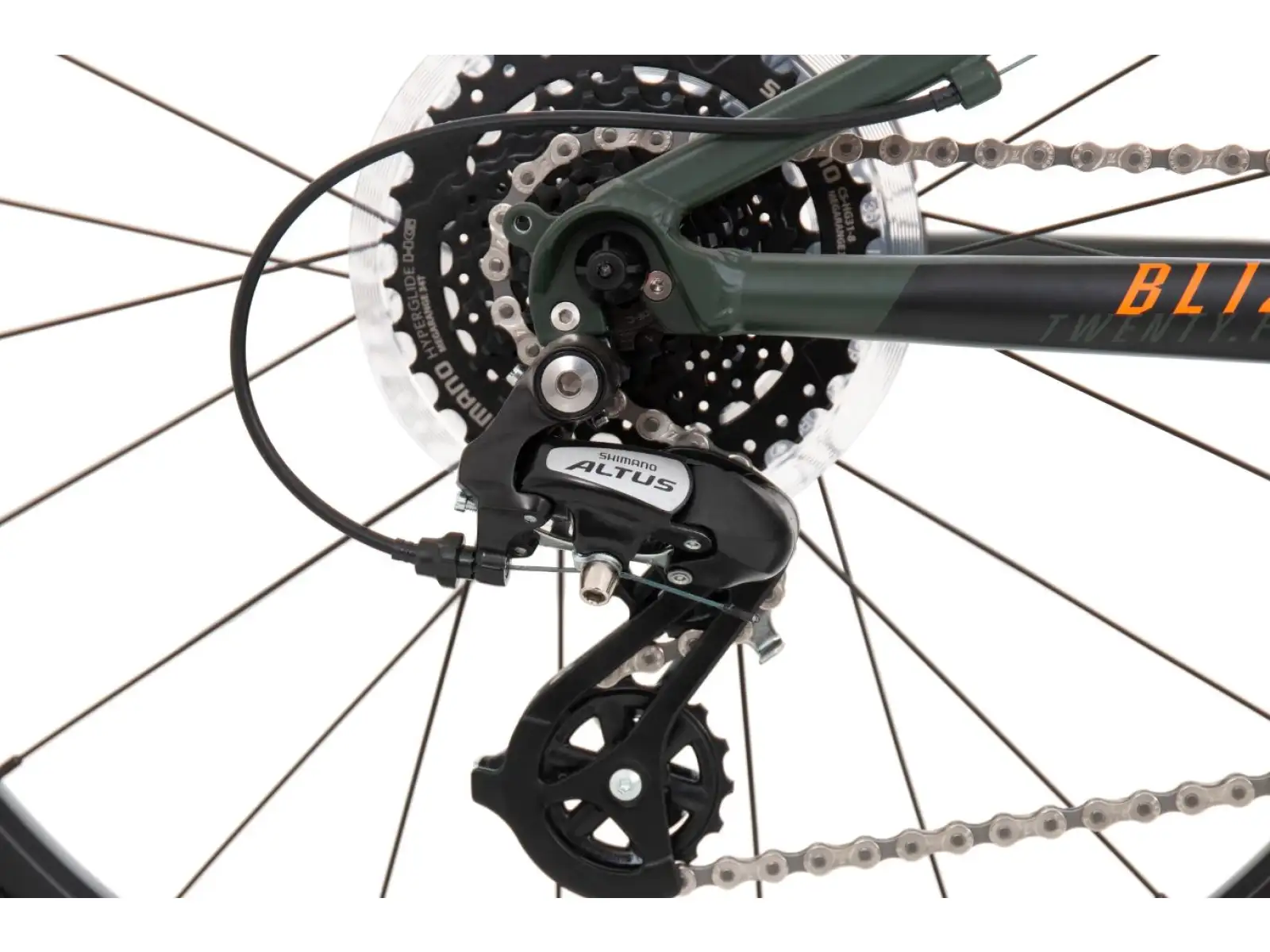 Rock Machine Blizz 24" HD detský horský bicykel khaki/oranžová