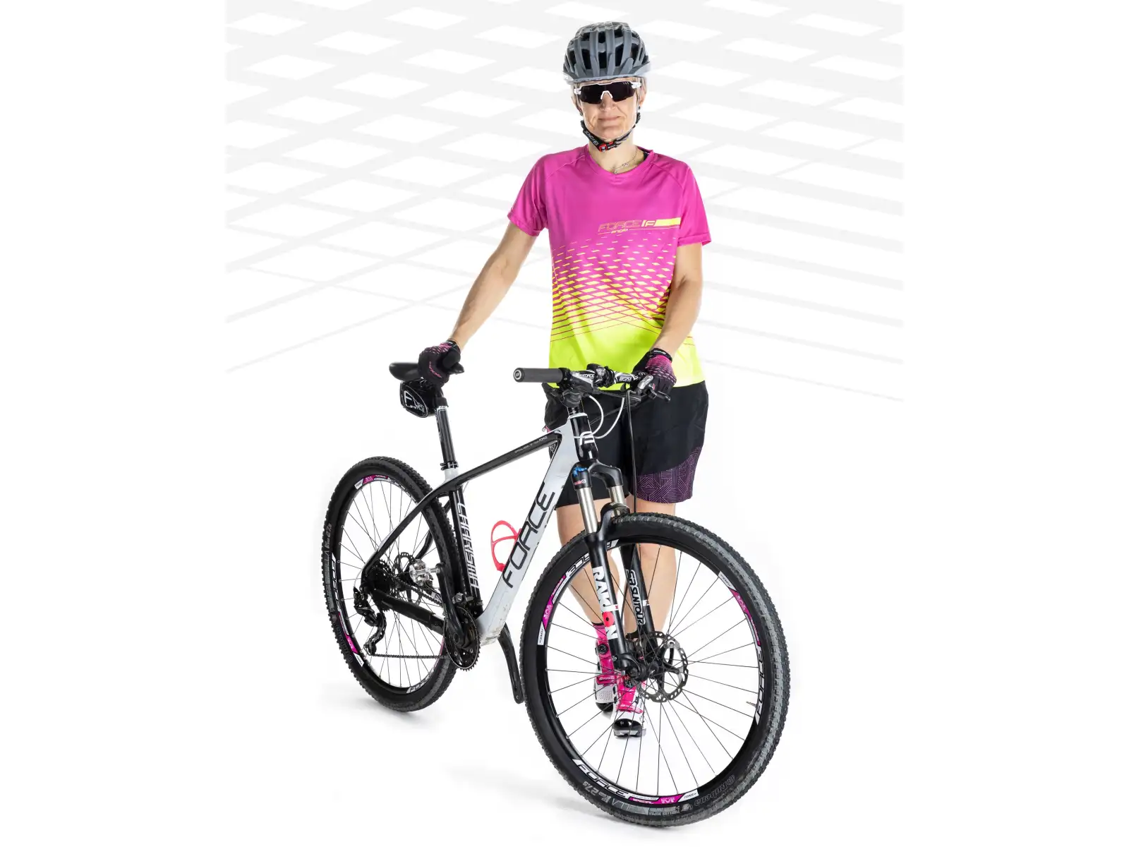 Force Angle MTB dámsky dres krátky rukáv ružová/fluo