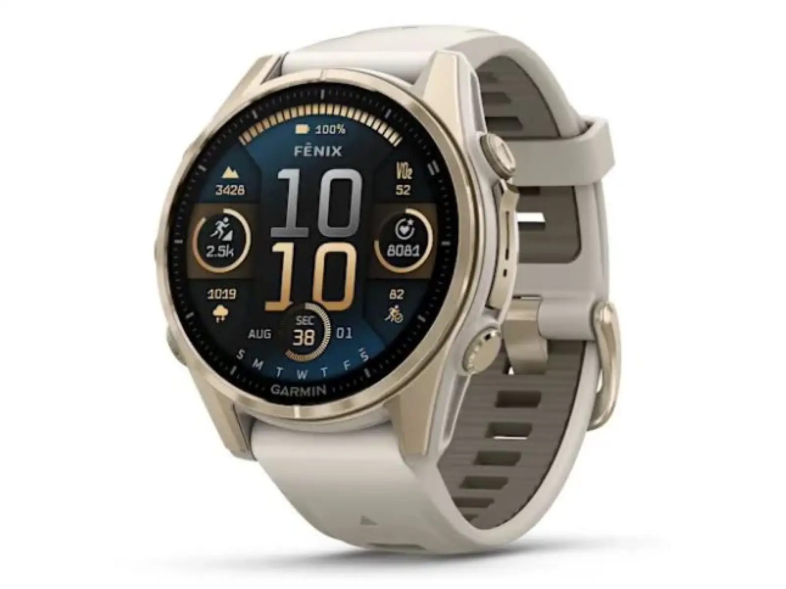 Garmin fenix 8 - 43 mm AMOLED Sapphire inteligentné hodinky Soft Gold Fog grey