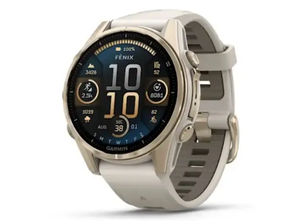 Garmin fenix 8 - 43 mm AMOLED Sapphire inteligentné hodinky Soft Gold Fog grey
