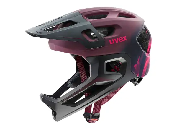 Uvex React JR Fullface MTB prilba Cranberry matt