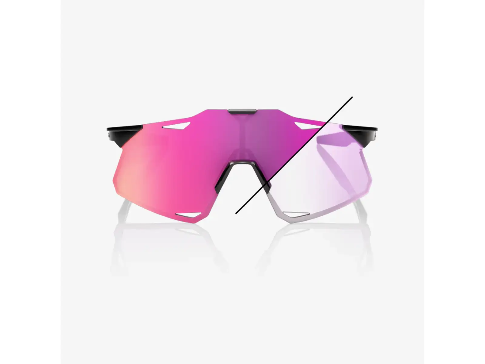 100% Hypercraft SQ okuliare Gloss Black/Photochromic Purple Mirror