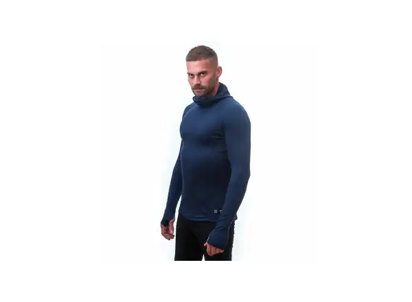 Sensor Merino DF pánske tričko dlhý rukáv s kapucňou Deep Blue