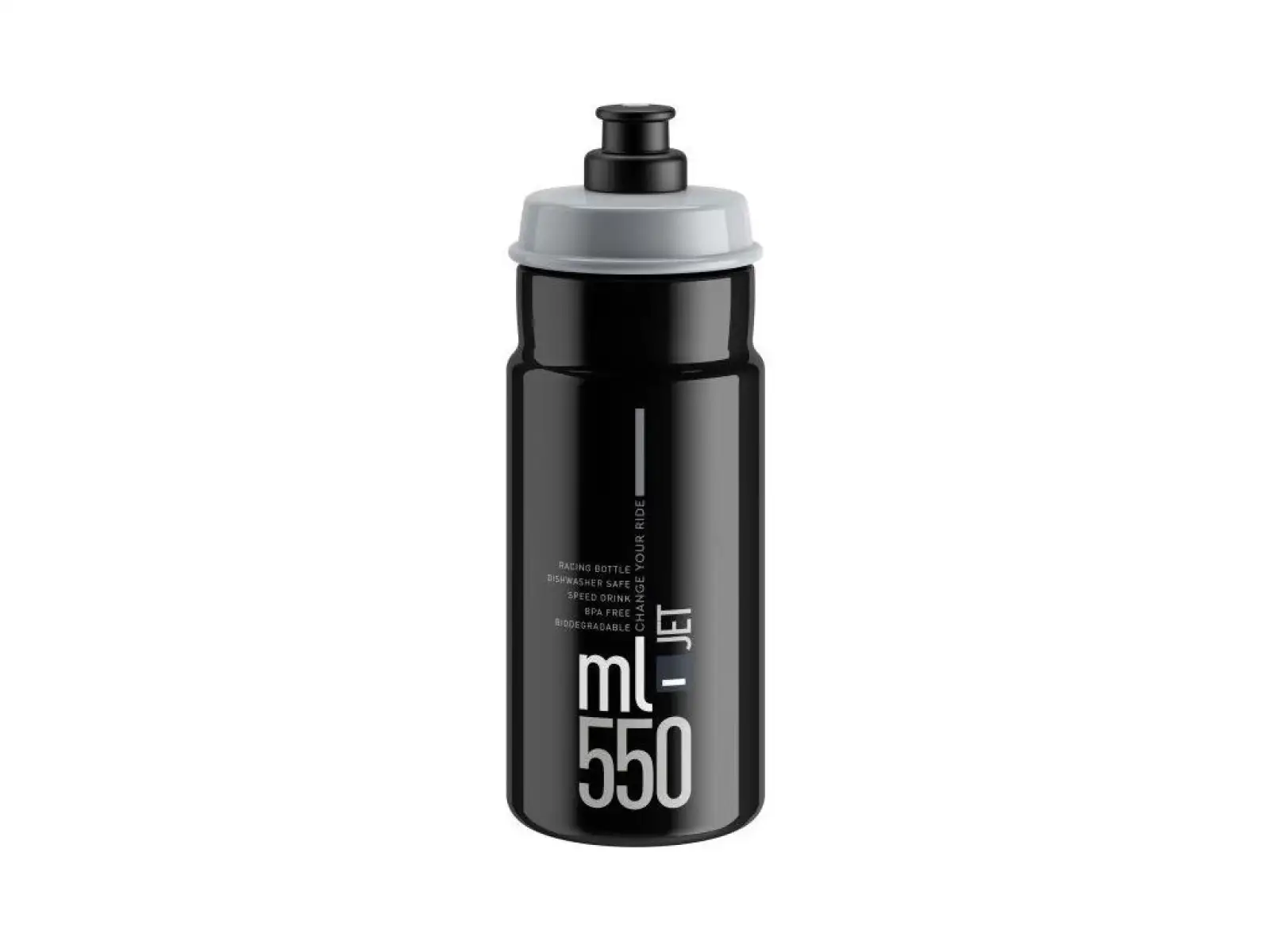 Fľaša Elite Jet 550 ml čierna/sivá s logom