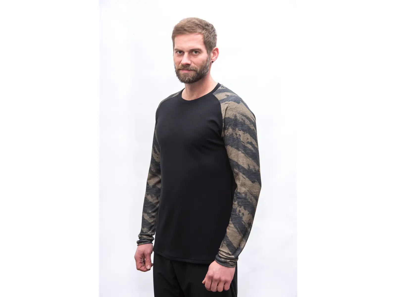 Sensor Merino Blend Impress pánske tričko dlhý rukáv čierna/brush