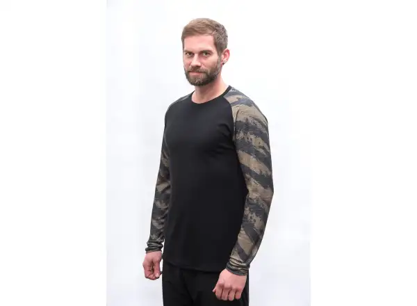 Sensor Merino Blend Impress pánske tričko dlhý rukáv čierna/brush