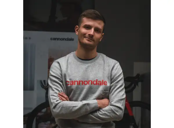 Cannondale Lifestyle pánska mikina dlhý rukáv Heather Grey/Rally Red
