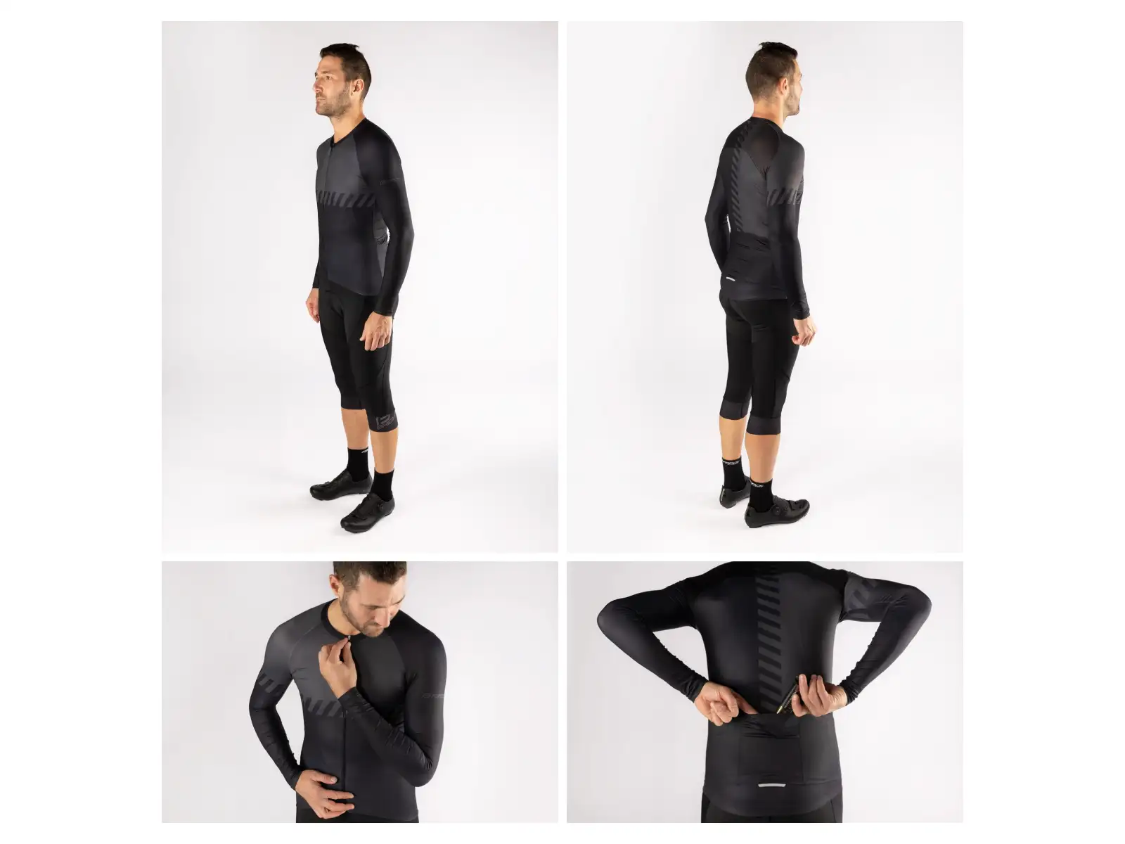 Force Fashion pánsky dres dlhý rukáv čierna/sivá