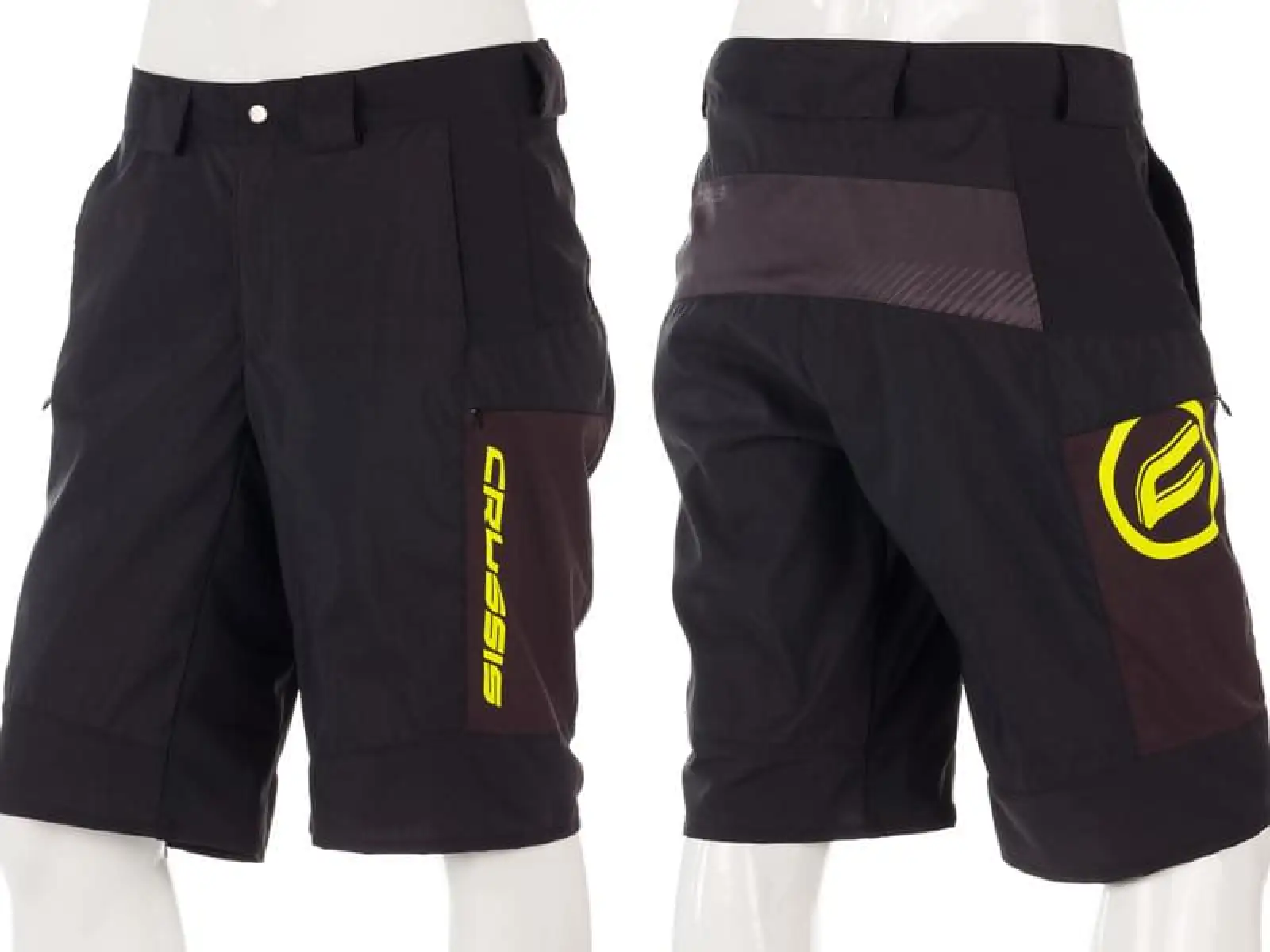 Crussis Freeride pánske voľné šortky black/yellow