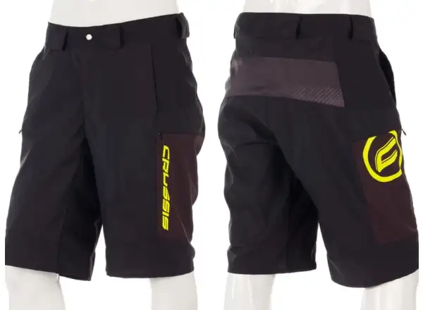 Crussis Freeride pánske voľné šortky black/yellow