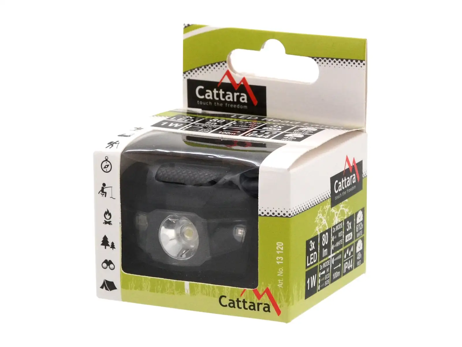 Cattara čelovka LED 80 lm čierna