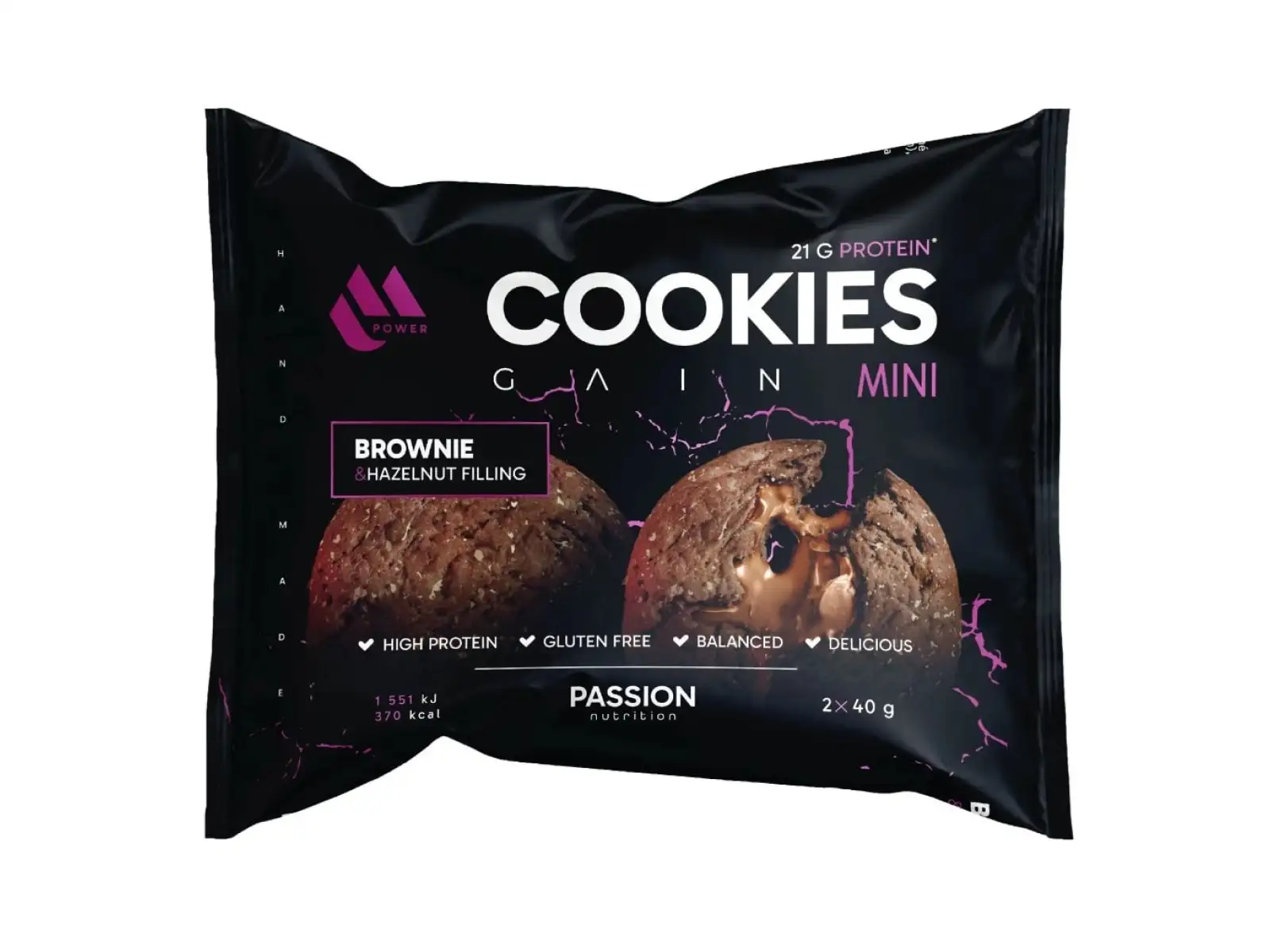 Passion MPower Cookie Gain Mini 2x40g Brownie lieskovooriešková náplň