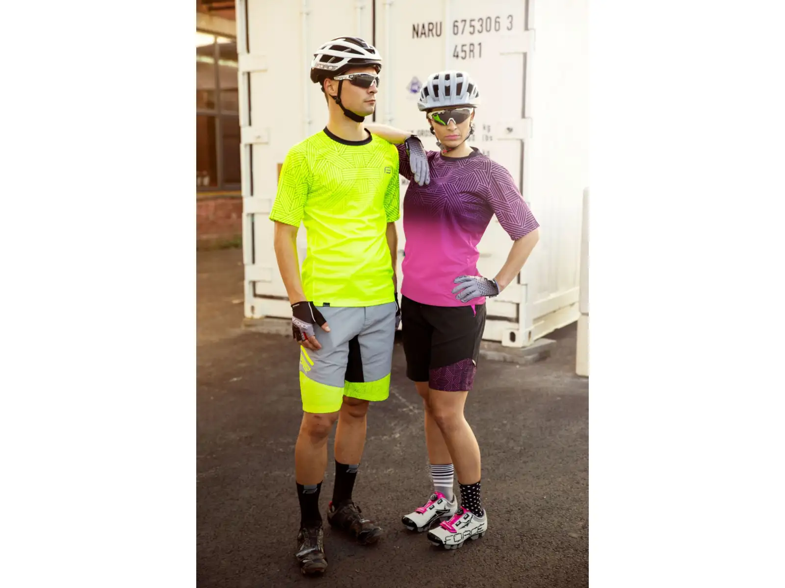 Force Storm pánske MTB kraťasy s vložkou šedá/Fluo