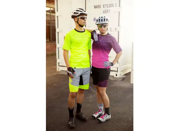 Force Storm pánske MTB kraťasy s vložkou šedá/Fluo