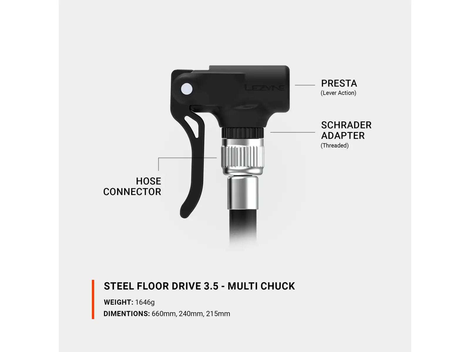 Lezyne Steel Floor Drive 3.5 Presta dielenská pumpa