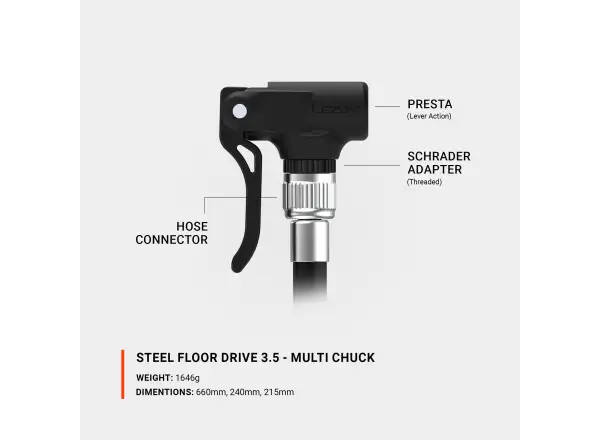 Lezyne Steel Floor Drive 3.5 Presta dielenská pumpa