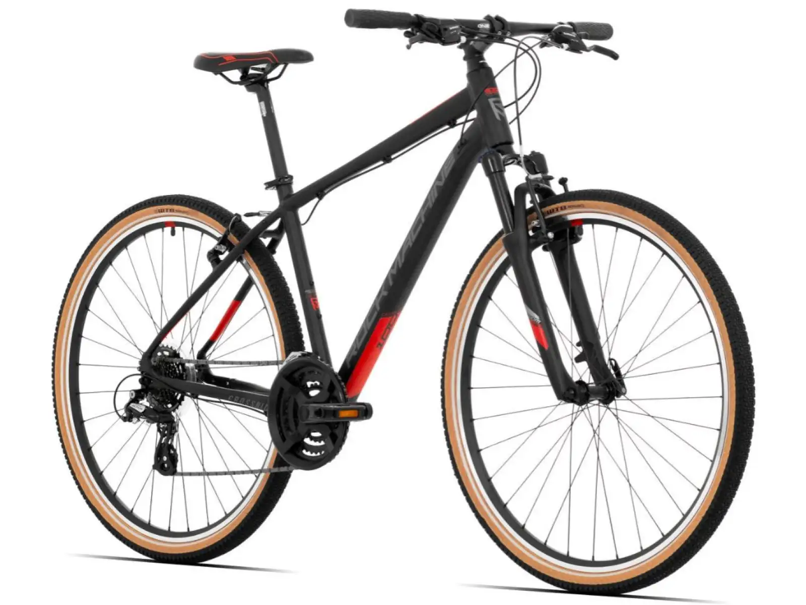 Rock Machine CrossRide 100 mat black/dark grey/brick red trekingový bicykel