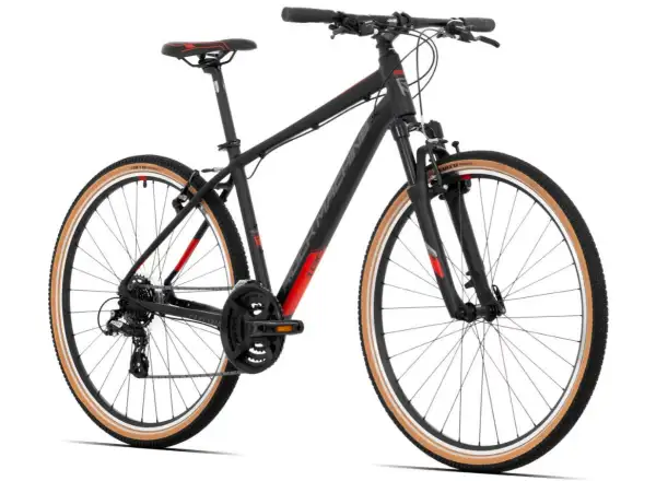 Rock Machine CrossRide 100 mat black/dark grey/brick red trekingový bicykel