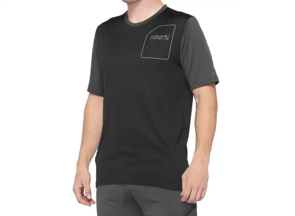 100% Ridecamp Pánske tričko s krátkym rukávom Charcoal/Black