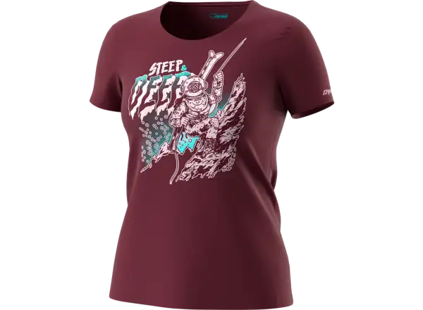 Dynafit 24/7 Artist Series Cotton dámske tričko Burgundy/Steep&Deep