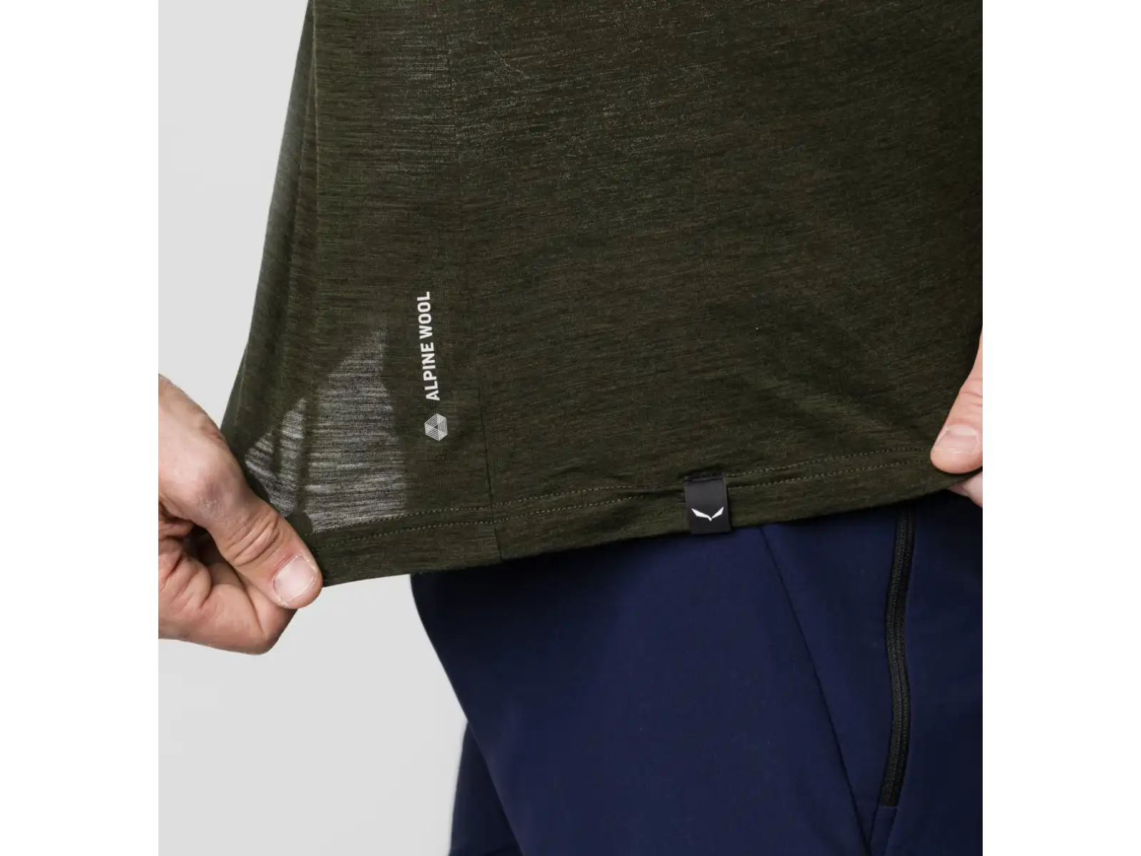Salewa Eagle Minilogo Alpine Merino pánske tričko krátky rukáv Olive Green