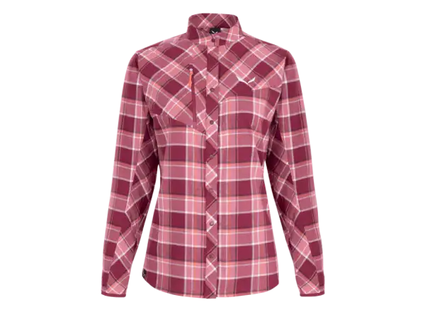 Salewa Fanes Flannel 4 PL W L/S SRT dámske tričko s dlhým rukávom rhod/mauv/fluo c