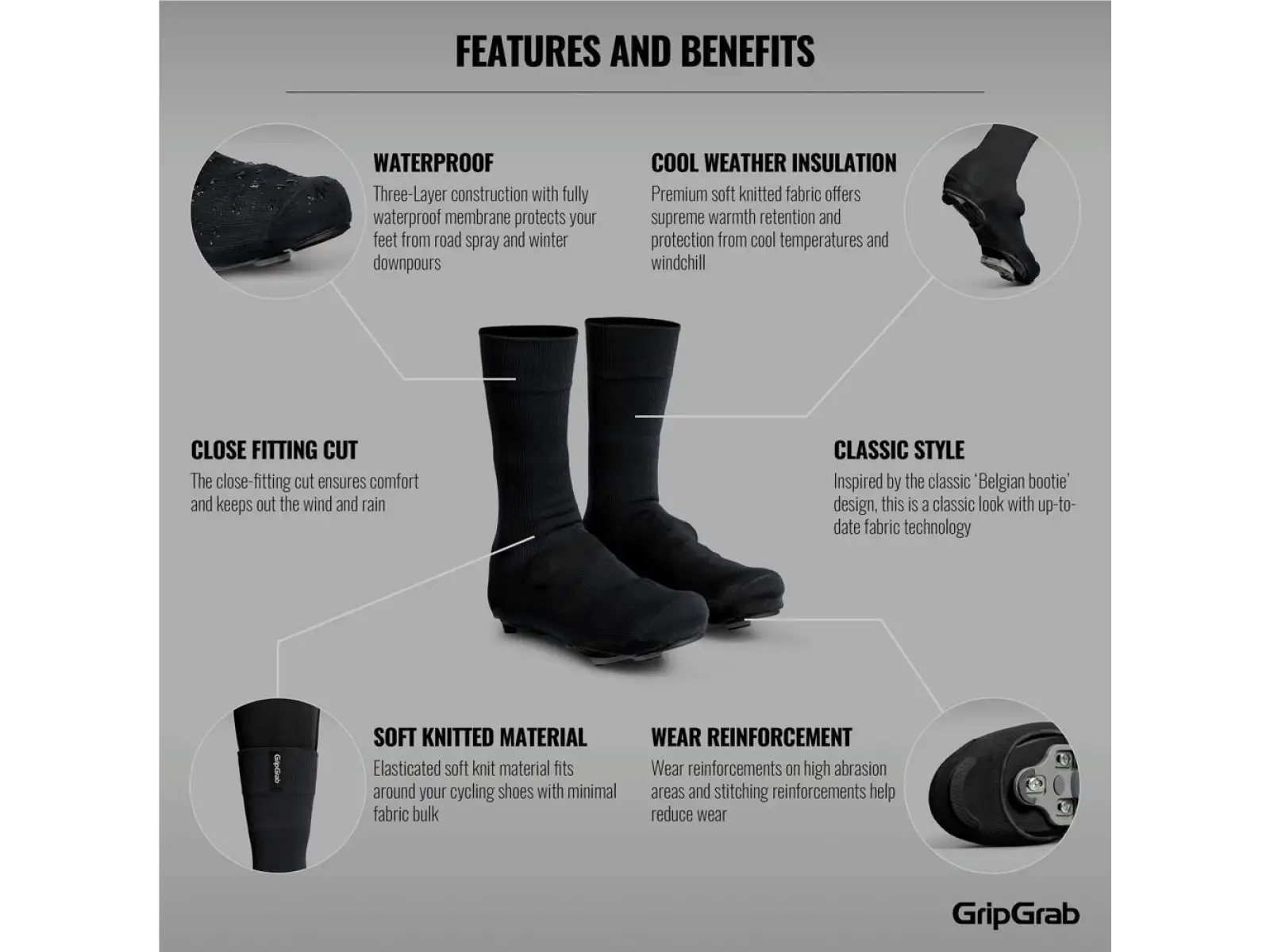 Grip Grab Flandrien Waterproof cestné návleky čierna veľ. XL