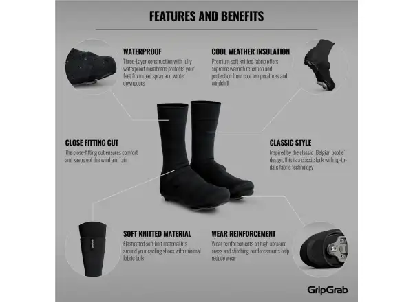 Grip Grab Flandrien Waterproof cestné návleky čierna veľ. XL