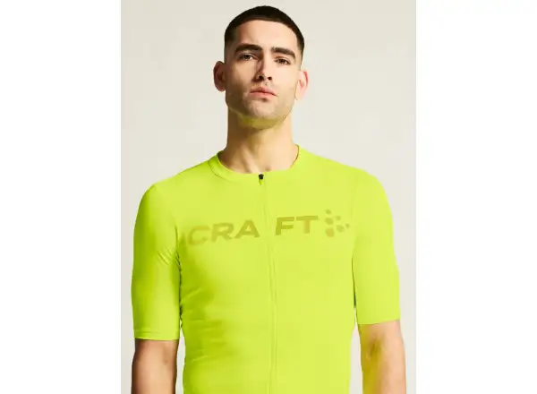 Craft Endur Logo pánsky dres krátky rukáv žltá