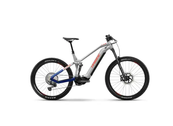 Haibike AllMtn 7 celoodpružený elektrobicykel sivý/modrý/červený lesk