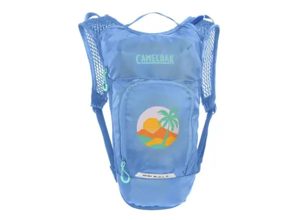 Detský batoh Camelbak Mini Mule 5 l + rezervoár 1,5 l (modrý s palmovým vzorom)