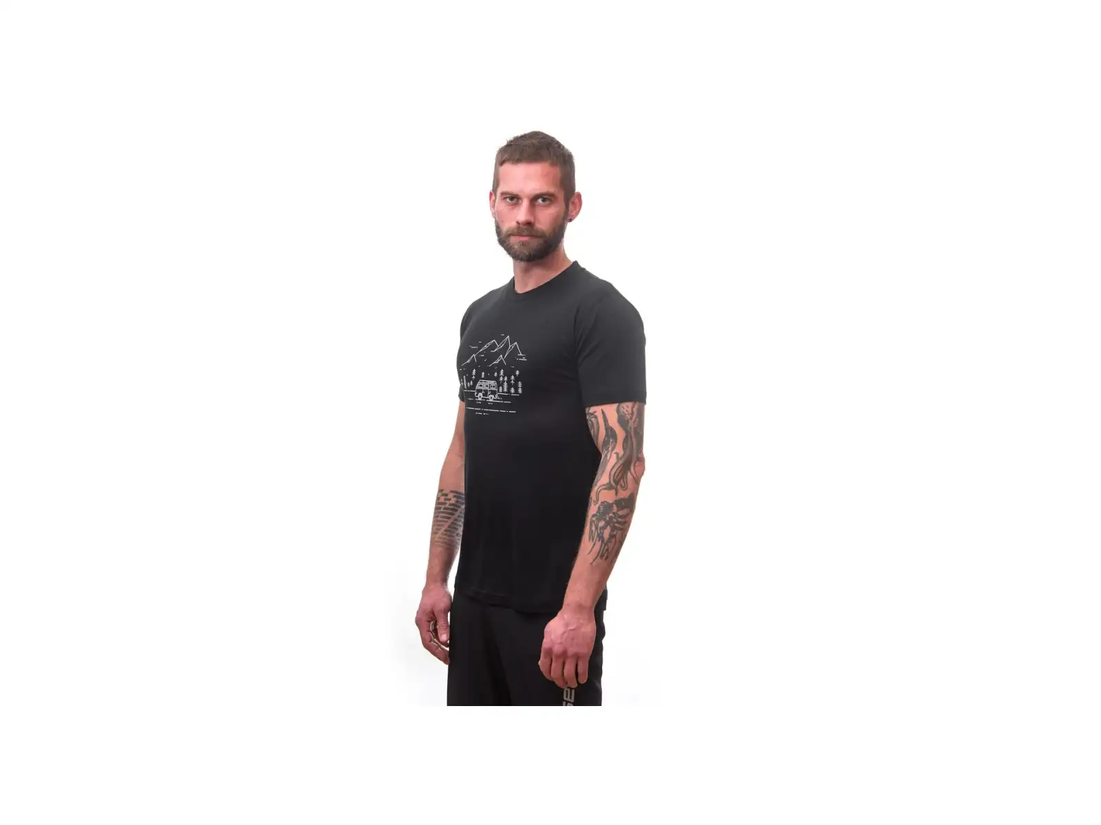 Sensor Merino Active PT Van Life pánske tričko krátky rukáv čierna