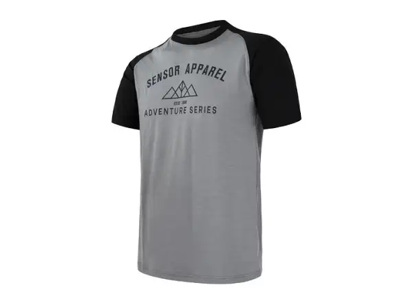 Sensor Merino Active Pt Adventure pánske tričko s krátkym rukávom šedá/čierna