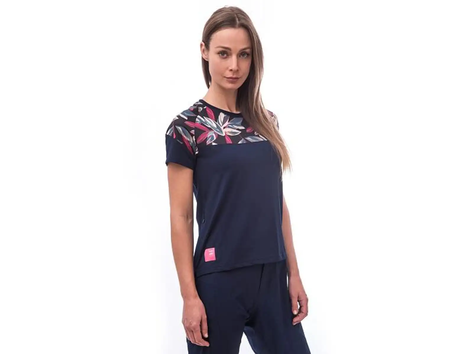 Sensor Helium dámsky dres krátky rukáv Blue/Leaves
