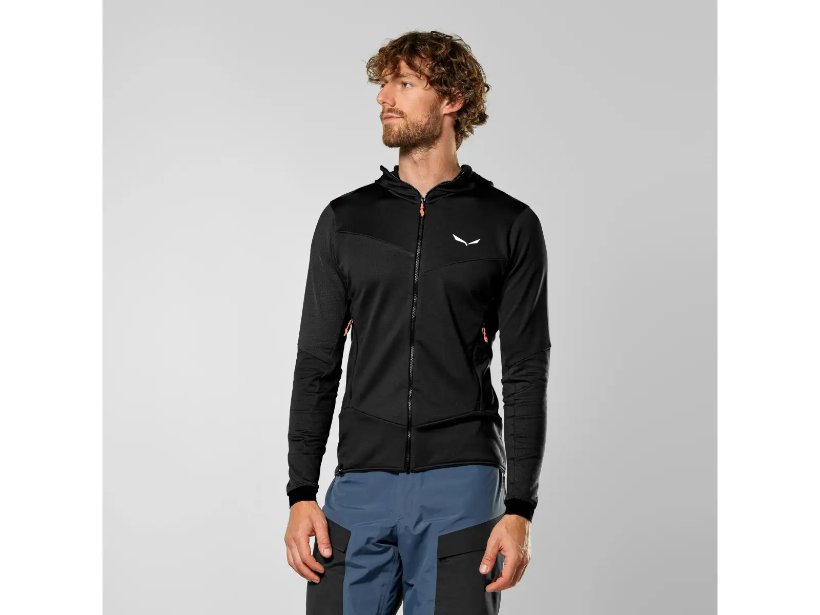 Salewa Sella Crevasse Hooded pánska mikina Black Out
