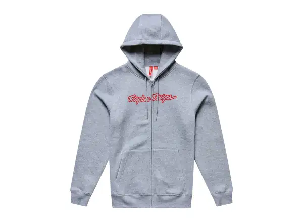 Troy Lee Designs Signature pánska mikina so zipsom Gray heather/Red