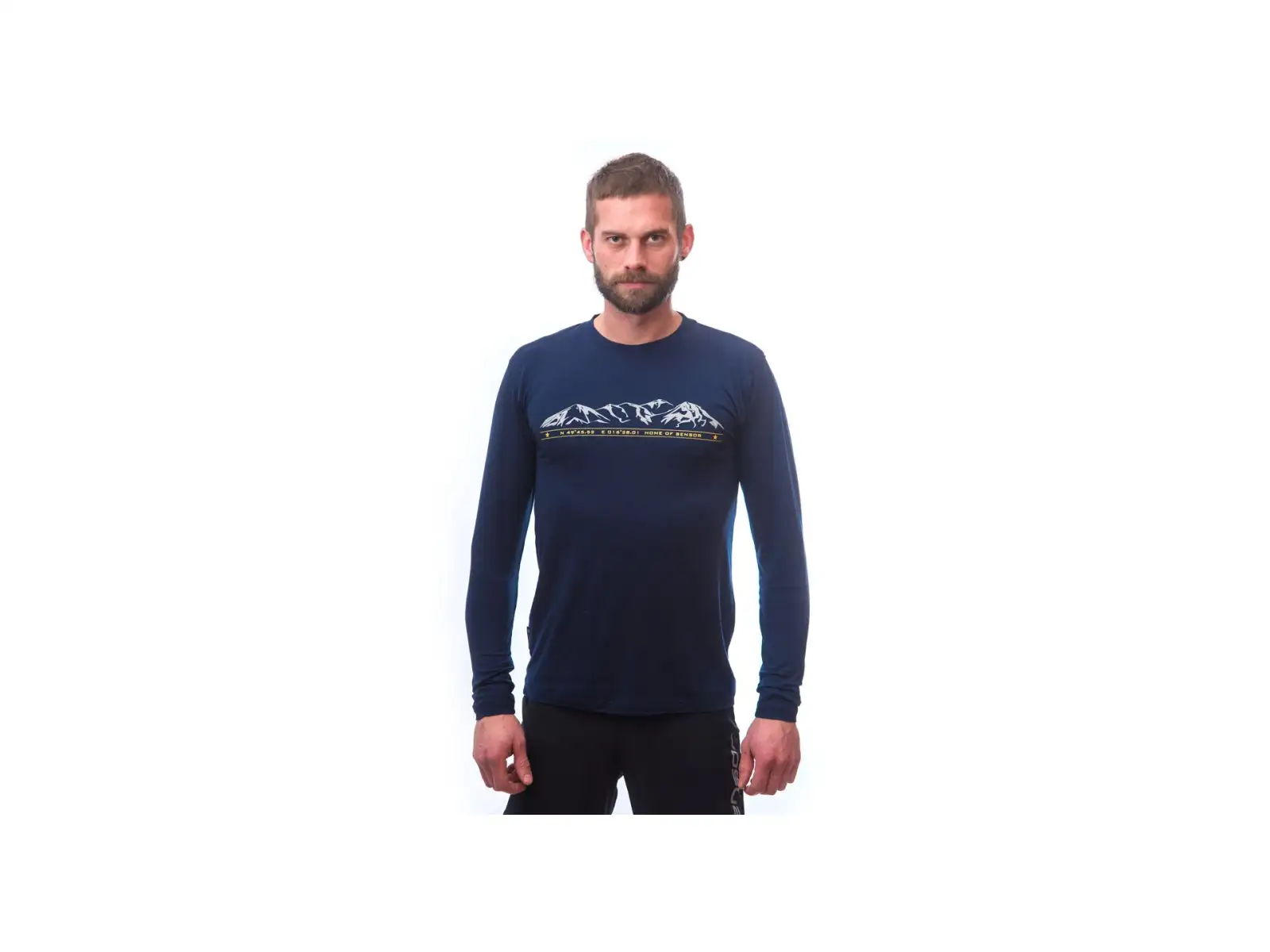 Sensor Merino Active PT Mountains pánske tričko dlhý rukáv Deep Blue