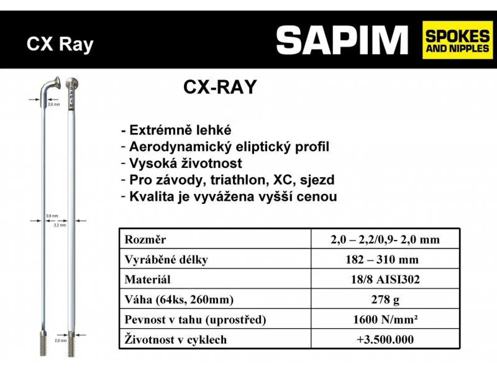 Sapim CX Ray drôt strieborný