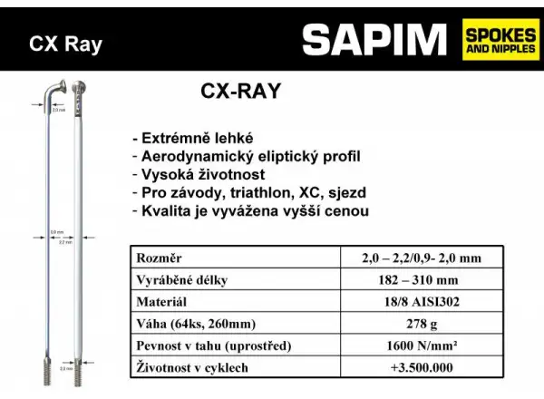 Sapim CX Ray drôt strieborný