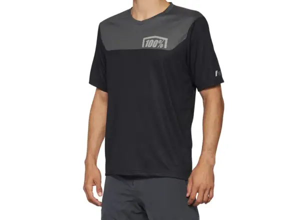 100% Airmatic pánsky dres s krátkym rukávom Black/Charcoal